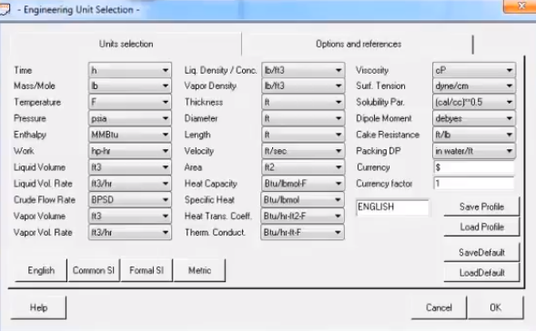 specify engineering units