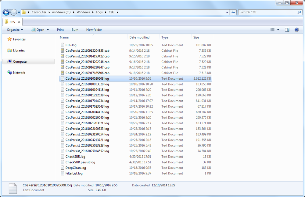 CBS Persist log file

