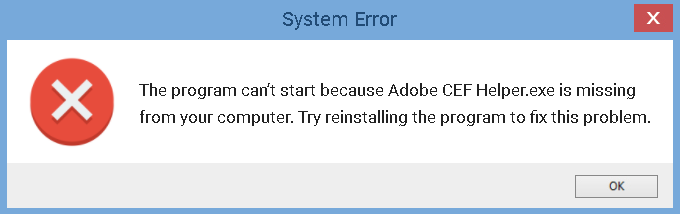 Adobe CEF Runtime errors