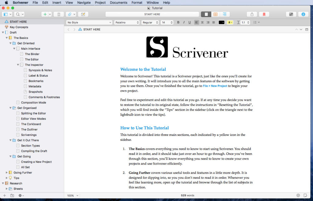 Scrivener Interface