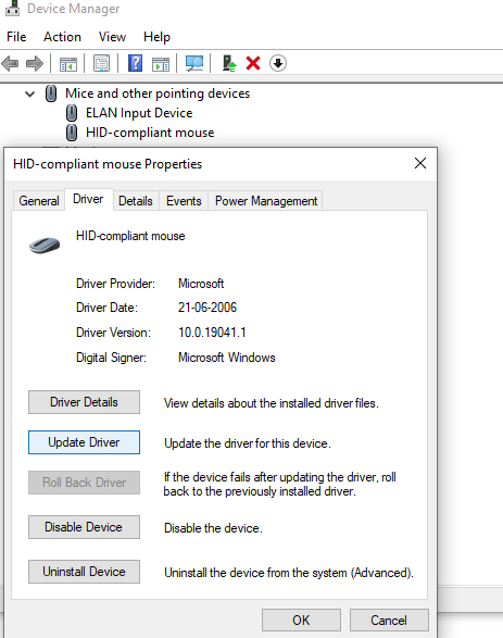 Update mouse drivers