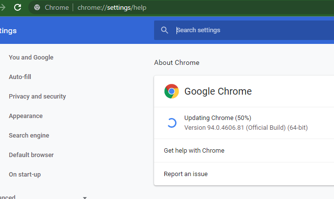 Update chrome