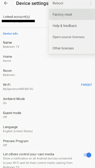 Chromecast Phone settings