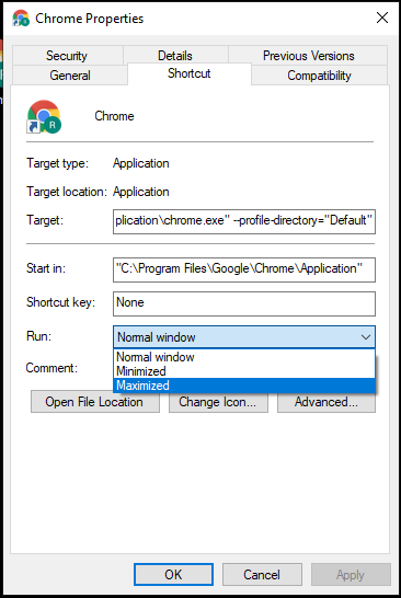 Edit Chrome properties