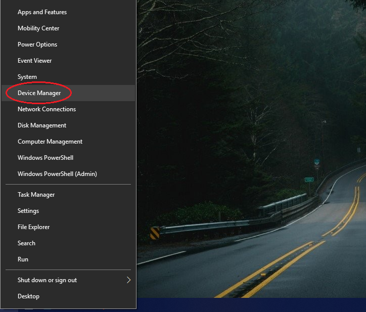 Device Manager in Start Menu