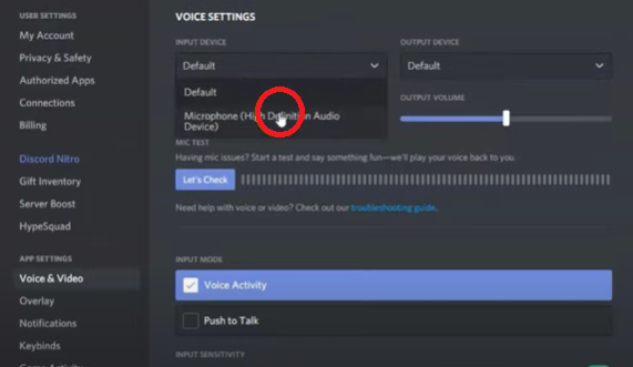 Microphone picking up output audio windows 10 Discord