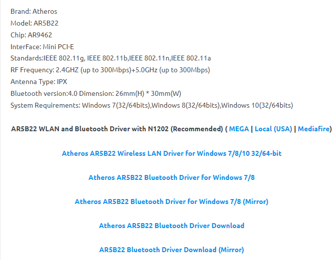 You might need to download the WiFi and Bluetooth driver separately
