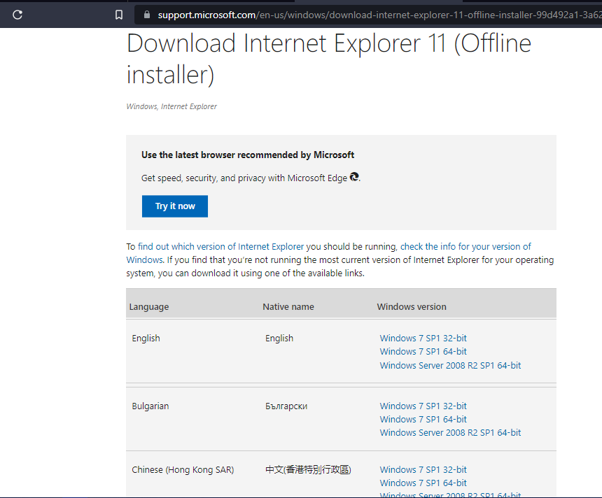 Installing Internet Explorer 11 Manually