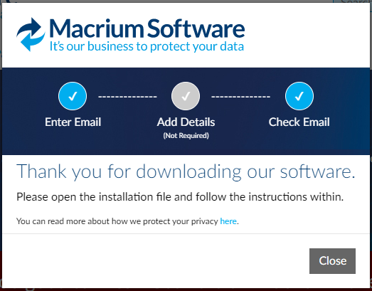 Message box after downloading Macruim Reflect 8 installer
