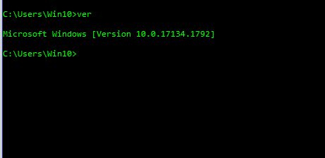 running ver command to check build number to check wsl version