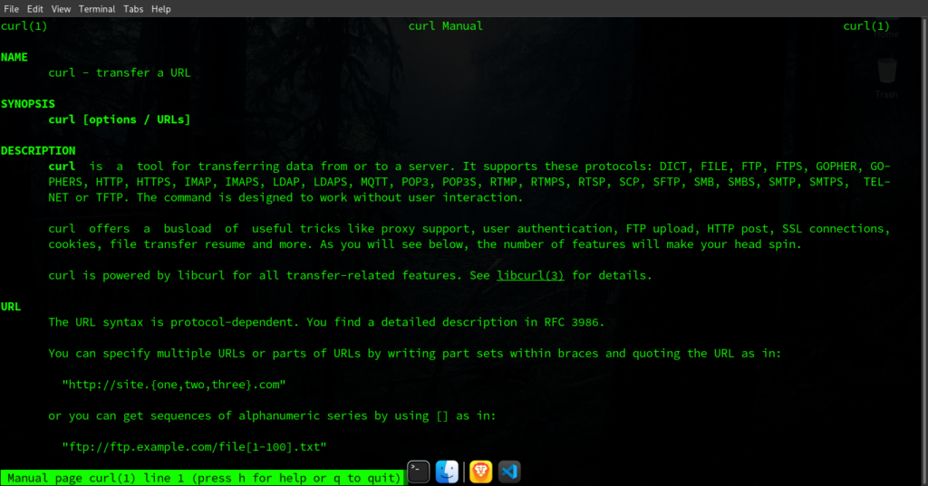 Curl Manual.