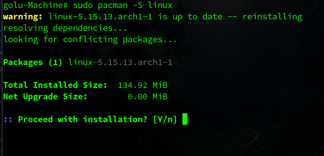 Updating Linux kernel in Arch.