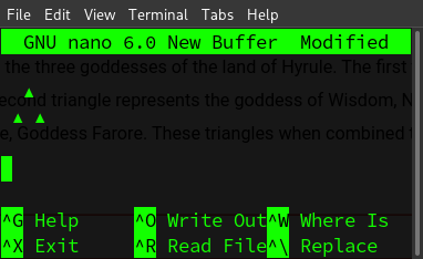 A triforce in nano(Linux).