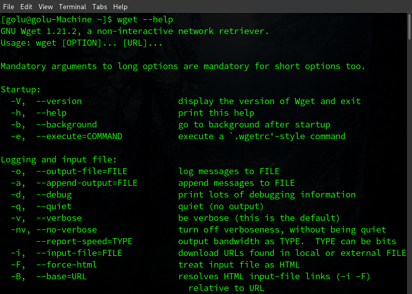 wget --help command.