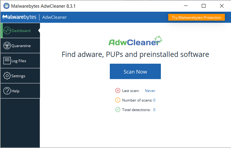 Dashboard: AdwCleaner Bleeping Tool