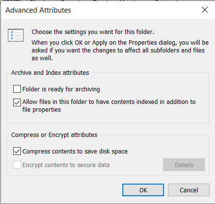Enable File and Folder Compression