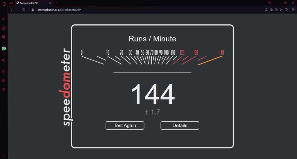 Opera GX Benchmark Test