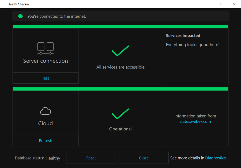 Cisco Webex's Health Checker