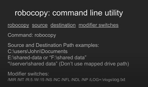 How to use robocopy backup mode?