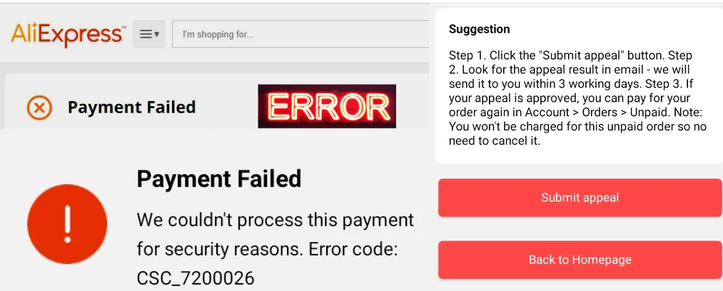 What are the reasons for this error csc_7200026?